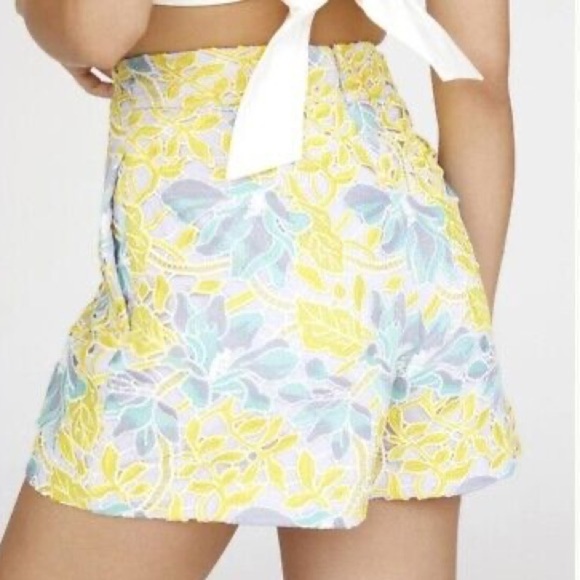 NEW Anthropologie Hutch Lace Pastel Yellow Blue Floral Print Shorts Sz 10 NWT 2 - Picture 7 of 11